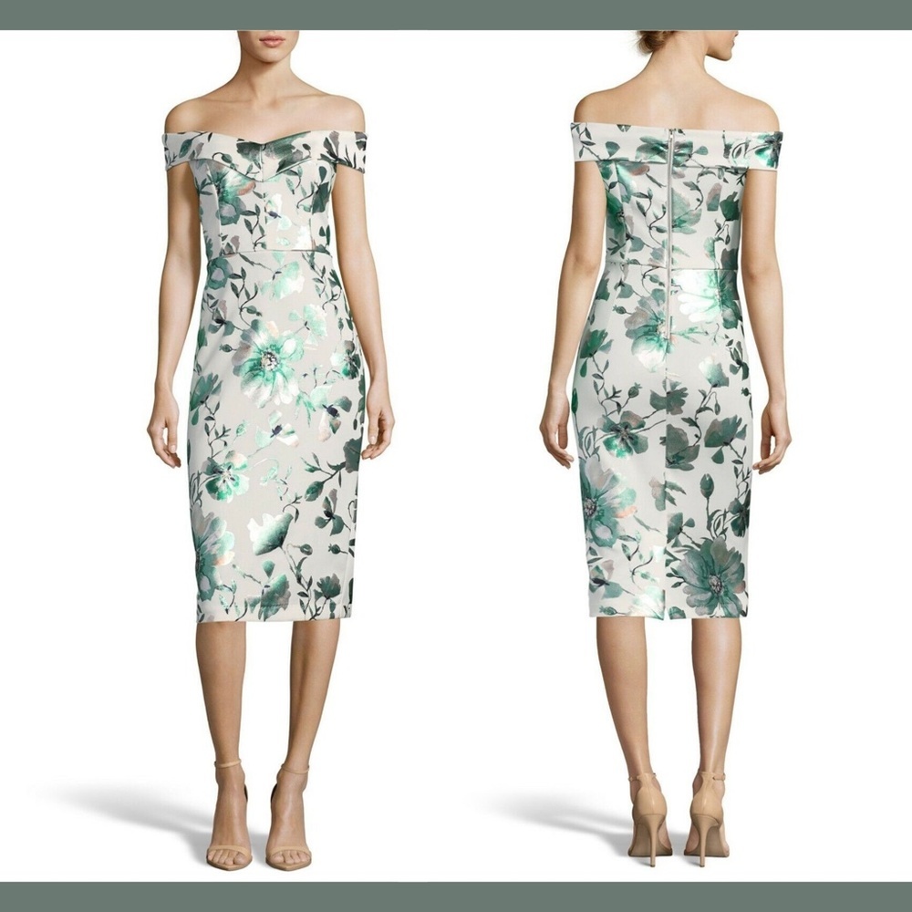 NWT ECI Off the Shoulder Scuba Sheath Dress [SZ 2‎ ]